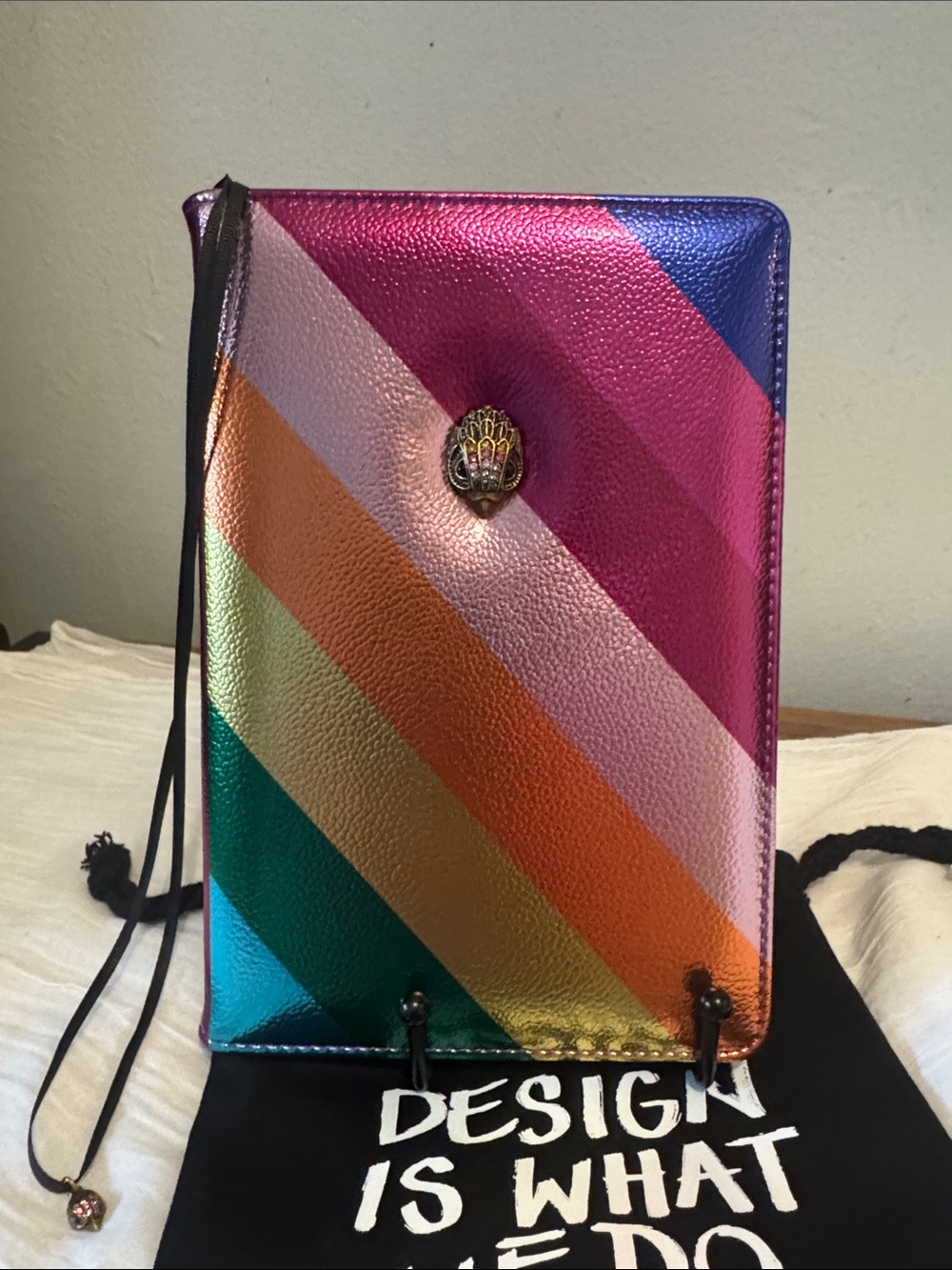 Kurt Geiger Metallic Rainbow Striped multicolored journal